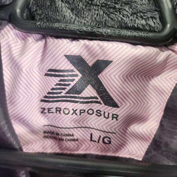 Womens Gray & Pink Zeroxposur Hooded Coat Jacket Full Zip Double layer Size L - Picture 7 of 13